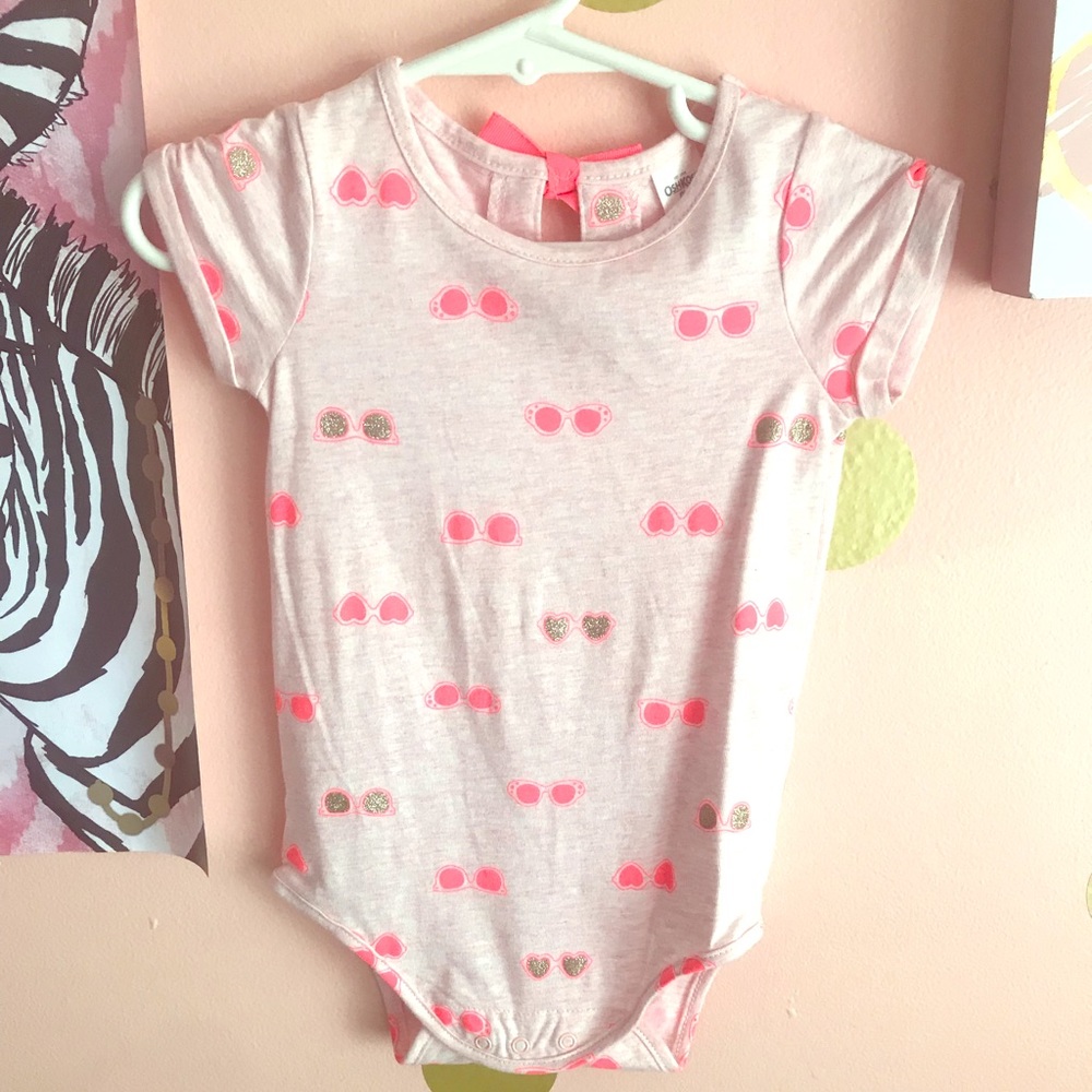 Pink and gold glitter sunglass onesie